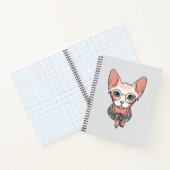 Haarlose Sphynx-Katze mit Brille Notizblock (Innenseite)