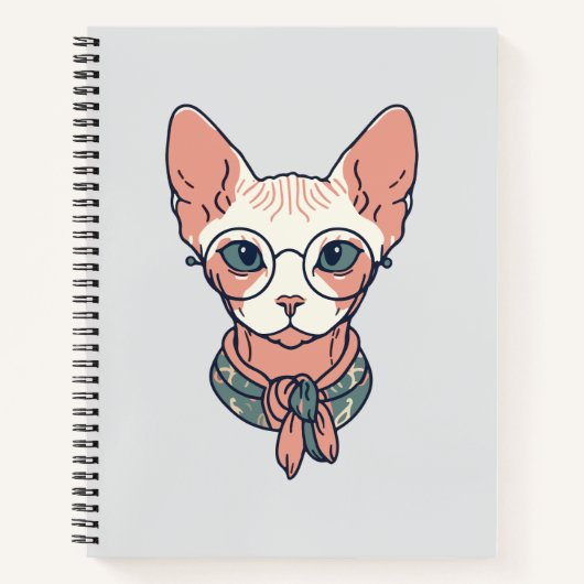Haarlose Sphynx-Katze mit Brille Notizblock (Vorderseite)