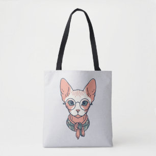 Haarlose Sphynx-Katze mit Brille Tasche