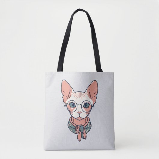 Haarlose Sphynx-Katze mit Brille Tasche (Vorderseite)