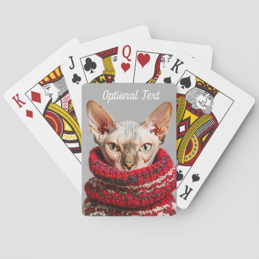 Haarlose Sphynxkatze im Pullover Spielkarten (Rückseite)