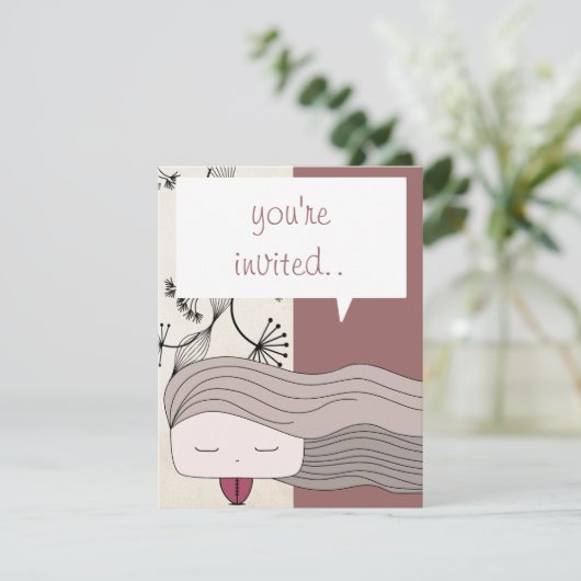 Haarmädchen Einladung (Stehend Vorderseite)