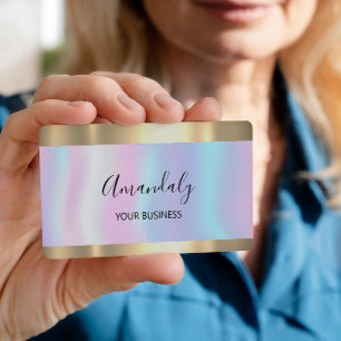 Haarnails Makeup Stylist Gold Holograph Rosa Visitenkarte