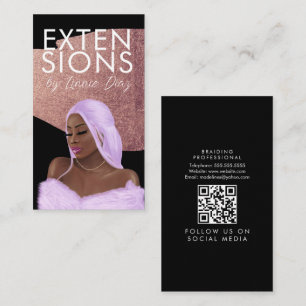 Haarperücken Extensions Zopf Salon  Schrift Rosa G Visitenkarte