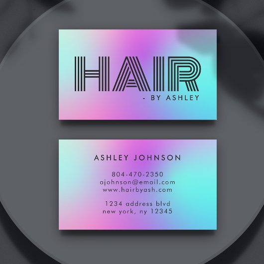 Haarpflege Beruflich Moderne Neonfarben und Blau Visitenkarte