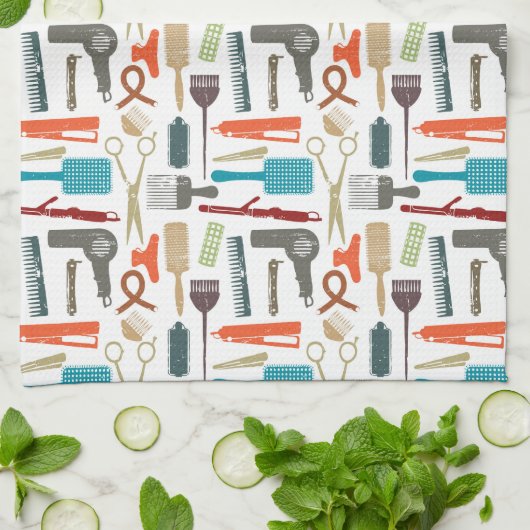 Haarpflege-Muster Geschirrtuch (Gefaltet)