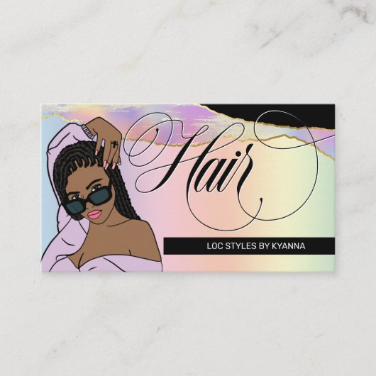 Haarsalon, Brader Stylist, Loctician Glam Pastel B Visitenkarte (Vorderseite)