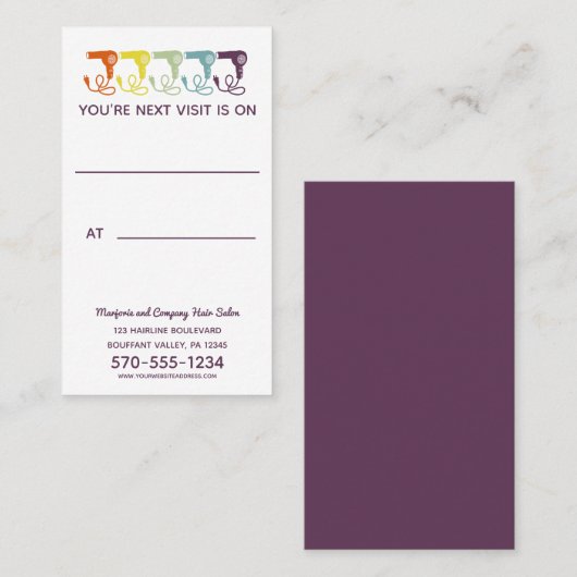 Haarsalon Erinnerung Retro Rainbow Visitenkarte (Vorne/Hinten)