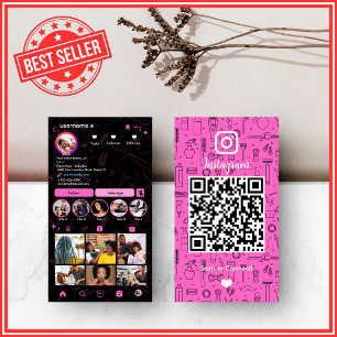 Haarsalon Instagram Pink   QR-Code für soziale Med Visitenkarte