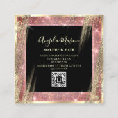 Haarsalon Personalisiert QR Code Black und Gold Quadratische Visitenkarte (Rückseite)