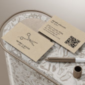 Haarsalon Scheren Beige Kraftpapier Qr Code Visitenkarte