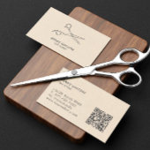 Haarsalon Scheren Beige Kraftpapier Qr Code Visitenkarte