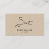 Haarsalon Scheren Beige Kraftpapier Qr Code Visitenkarte (Vorderseite)