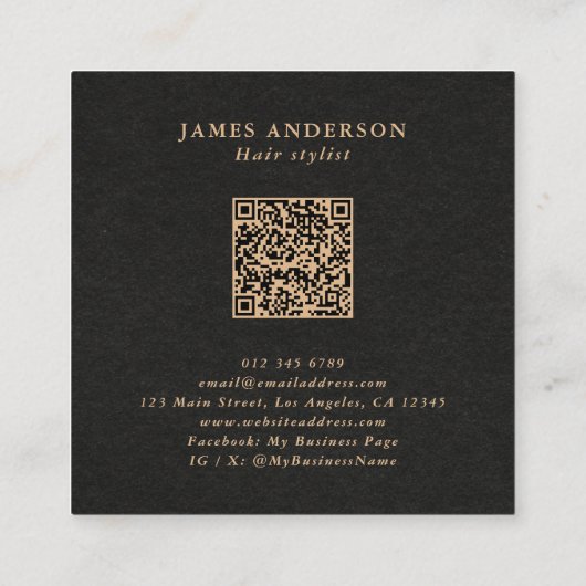 Haarsalon/Stylist Schere Imitate Kraft QR Code Quadratische Visitenkarte (Rückseite)