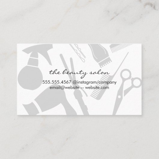 Haarsalon Tools und Gold Brushed Visitenkarte (Rückseite)