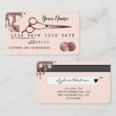 Haarschere Kreditkarte Styling Rose Gold Visitenkarte (Vorne/Hinten)