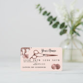Haarschere Kreditkarte Styling Rose Gold Visitenkarte (Stehend Vorderseite)
