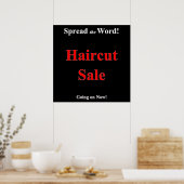 Haarschnitt-Angebot Poster Matt (Küche)