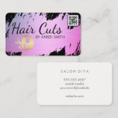 Haarschnitte | Gold gebürstet | Frauen-Beauty-Logo Visitenkarte (Vorne/Hinten)