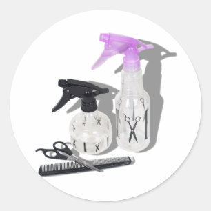 HaarschnittSprayFlasche060910Schatten Runder Aufkleber
