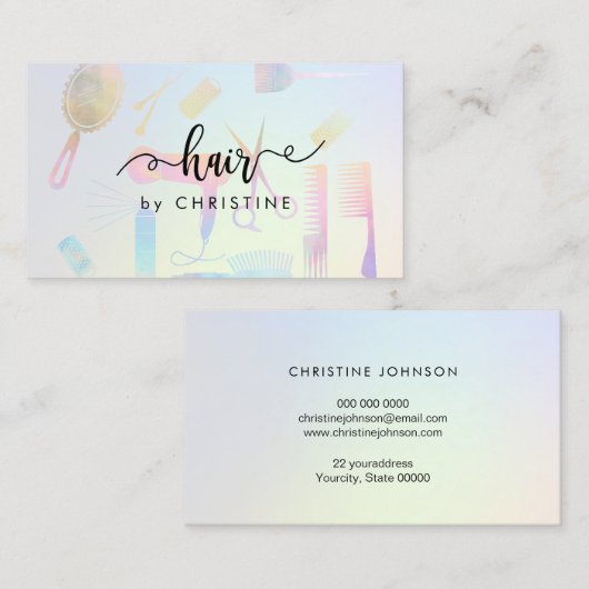 Haarskript auf Pastellmuster Visitenkarte (Vorne/Hinten)