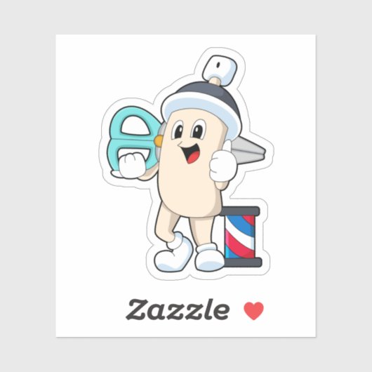 Haarspray als Friseur mit Schere Aufkleber (Blatt)