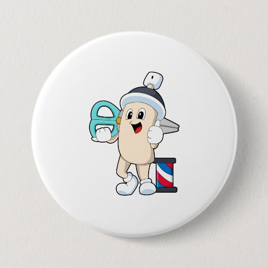 Haarspray als Friseur mit Schere Button (Vorderseite)