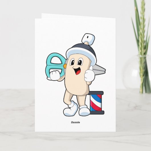 Haarspray als Friseur mit Schere Karte (Rückseite)