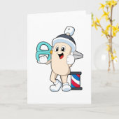 Haarspray als Friseur mit Schere Karte (Gelbe Blume)