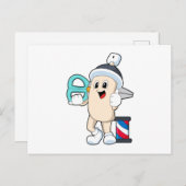 Haarspray als Friseur mit Schere Postkarte (Vorne/Hinten)