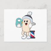 Haarspray als Friseur mit Schere Postkarte (Vorderseite)