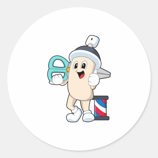 Haarspray als Friseur mit Schere Runder Aufkleber (Vorderseite)