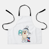 Haarspray als Friseur mit Schere Schürze (Vorderseite)