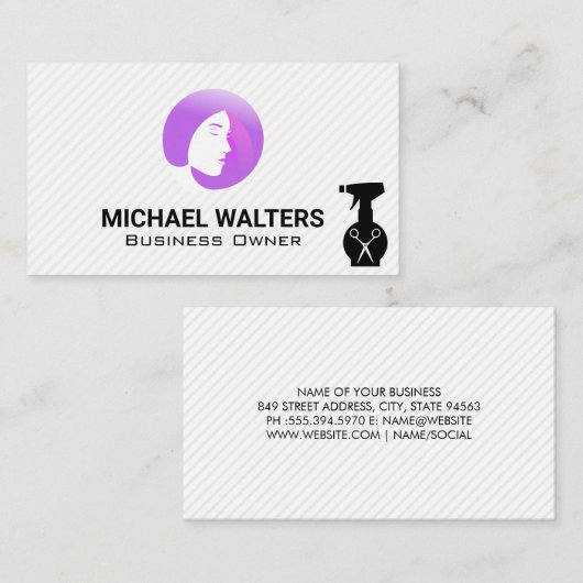 Haarspray Flasche | Schere | Frauenhair-Logo Visitenkarte (Vorne/Hinten)