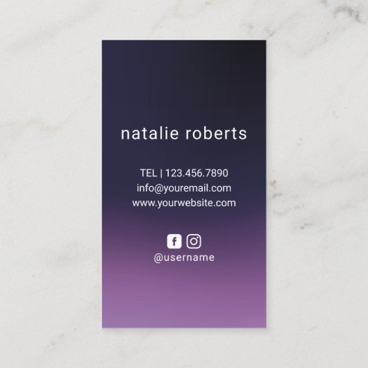 Haarstiftschere-Handlogo Tief Lila Salon Visitenkarte (Rückseite)