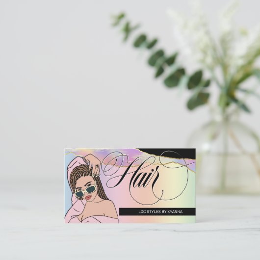 Haarstil, Braids, Locations, Salon, Logo Visitenkarte (Stehend Vorderseite)