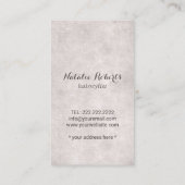 Haarstollen Antiquitätenschere und Lila Blume Visitenkarte (Rückseite)