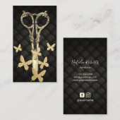 Haarstollen Moden Gold Schere & Schmetterlinge Visitenkarte (Vorne/Hinten)