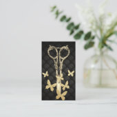 Haarstollen Moden Gold Schere & Schmetterlinge Visitenkarte (Stehend Vorderseite)