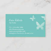 Haarsträhne & Butterfliegen Aquamarin Visitenkarte (Rückseite)