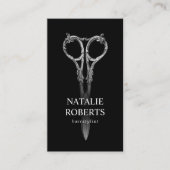 Haarstühle Antique Schere & Rose Schönheitssalon Visitenkarte (Vorderseite)