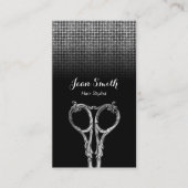 Haarstühle Antiquitätenschere Moderner Glitzer Visitenkarte (Vorderseite)