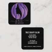 Haarstühle mit Logo Lila Ombre Salon Quadratische Visitenkarte (Vorne/Hinten)