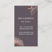 Haarstühle Moderne Schere & Rose Blumenstrauß Lila Visitenkarte (Rückseite)