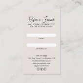 Haarstühle Modernes Foto Empfehlungskarte (Rückseite)