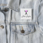 Haarstühle (Rosa/Schere) Button (Beispiel)