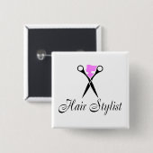 Haarstühle (Rosa/Schere) Button (Vorne & Hinten)