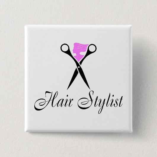 Haarstühle (Rosa/Schere) Button (Vorderseite)