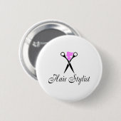 Haarstühle (Rosa/Schere) Button (Vorne & Hinten)