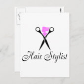 Haarstühle (Rosa/Schere) Postkarte (Vorne/Hinten)